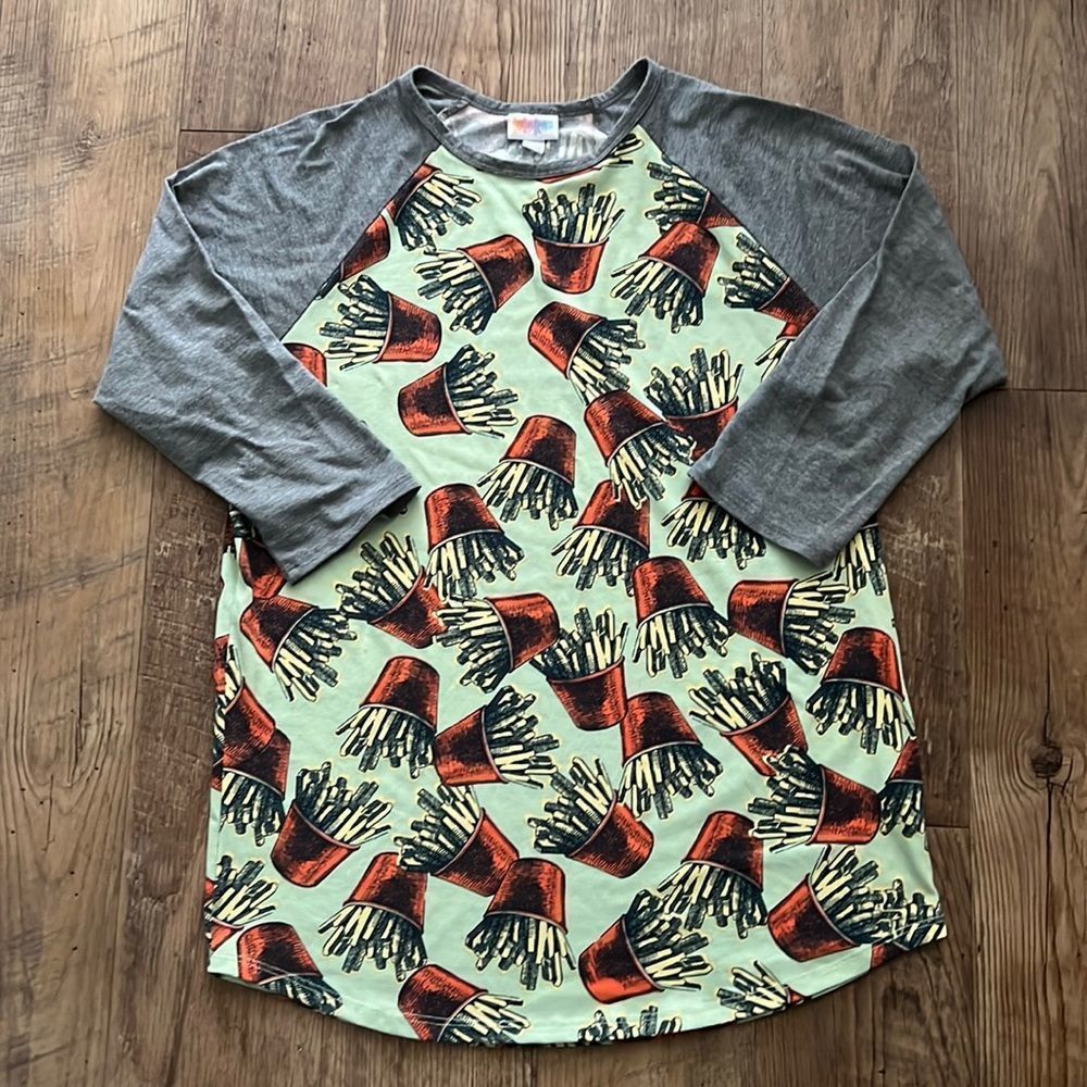 LuLaRoe Randy Baseball Tee French Fry Print Size Large